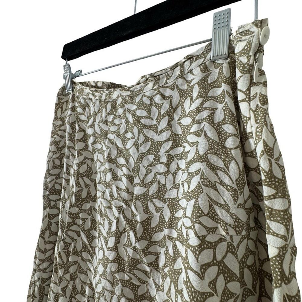 Casual Studio Midi Rayon Sage Green White Floral Side Zip Midi Skirt 90s sz S - Picture 8 of 16